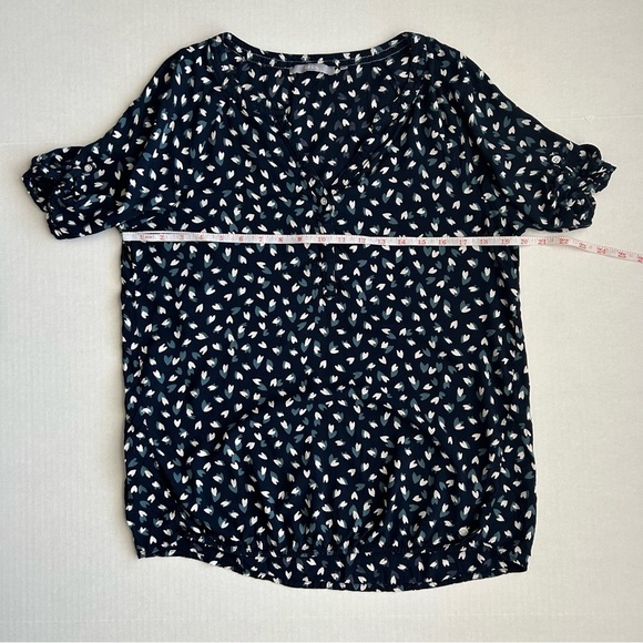 Cecil Women's Blue Heart Pattern Button Detail Short Sleeve Blouse Small - Picture 6 of 13